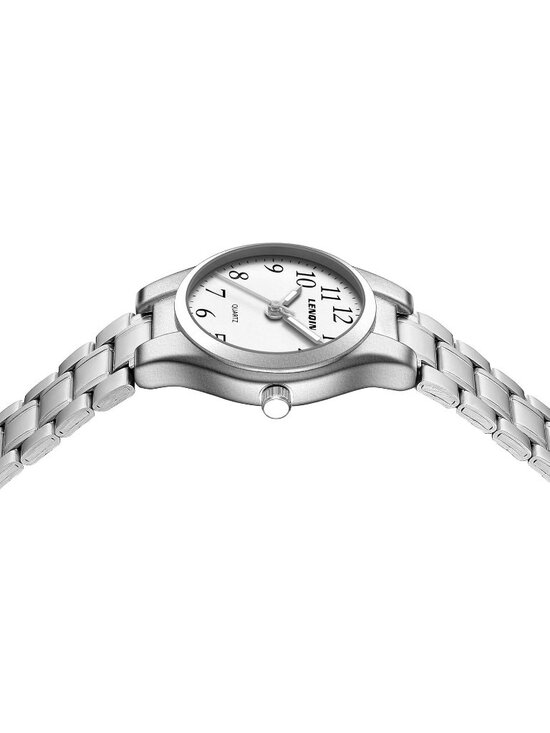 Ln Lenqin Women\'s All Silver Stainless Steel Band Waterproof Quartz Wrist Watch